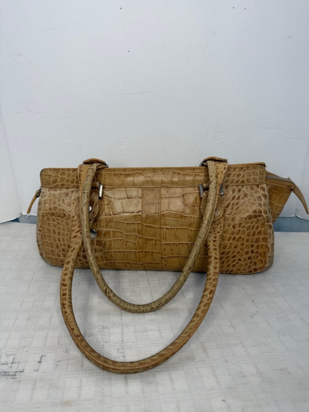 Nordstrom’s Classic Croc-Embossed Leather Shoulder Bag in Tan